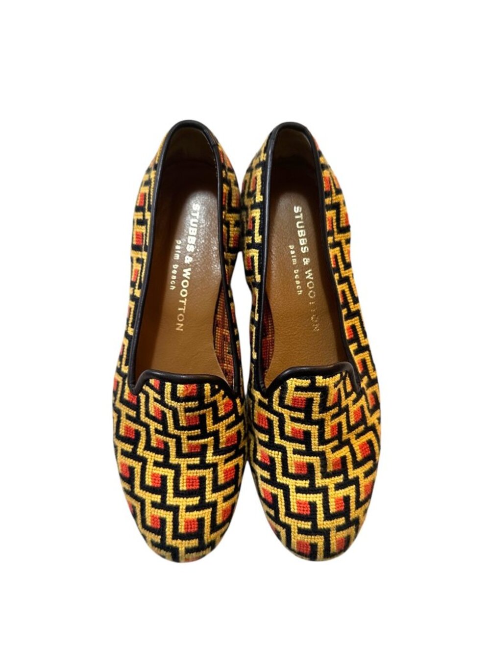 Stubbs & Wootton Vintage Geometric Needleapoint‎ Loafers, Size 7 B, In Box